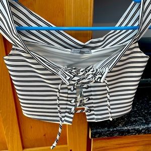 Charlotte Russe XS crop lace up top
